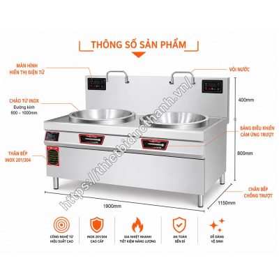 bếp từ công nghiệp xào đôi